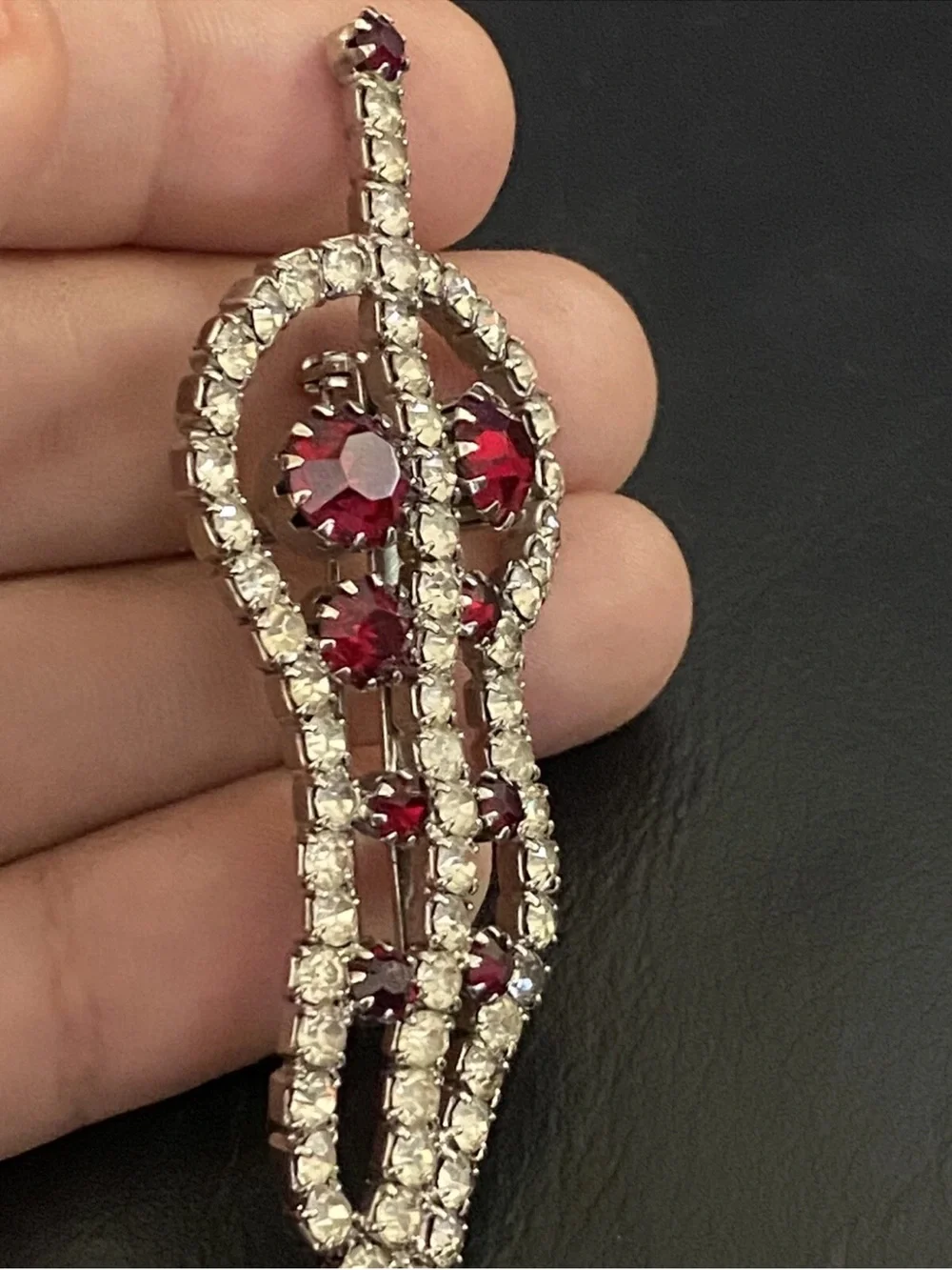 Vintage Delizza & Elster 60s Red Rhinestone Chili Pepper Juliana Brooch Pin